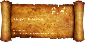 Haupt Avarka névjegykártya